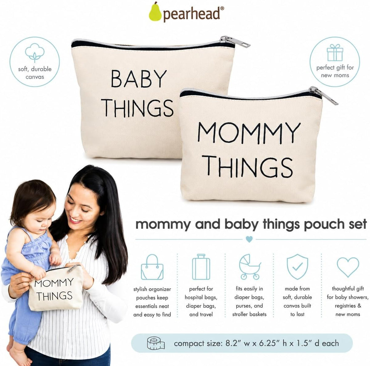 Baby Diaper Bag Organizing Zipper Pouches, Set of 3