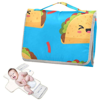 Taco Blue Pattern Portable Diaper Changing Pad for Outing
