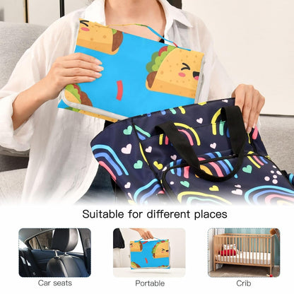 Taco Blue Pattern Portable Diaper Changing Pad for Outing