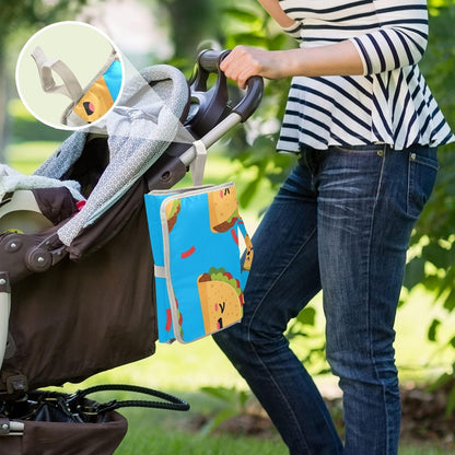Taco Blue Pattern Portable Diaper Changing Pad for Outing