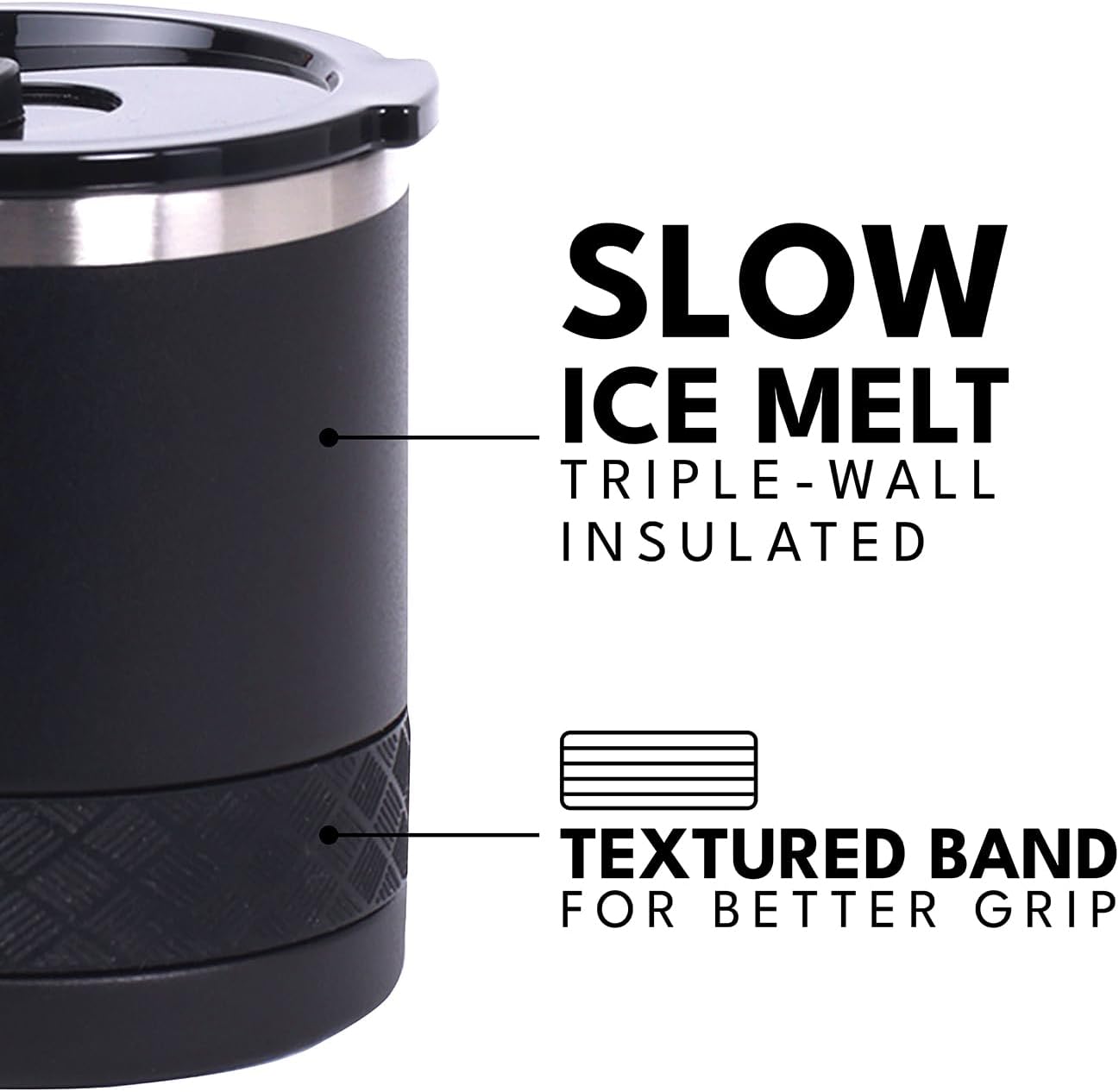 Recess Lowball Tumbler, 10oz Triple Wall Stainless Steel Cup with Non-Shattered Tritan Lid, Insulated Whiskey Glass, Insulated Coffee Tumbler Mug for Hot & Cold Drinks - Orange