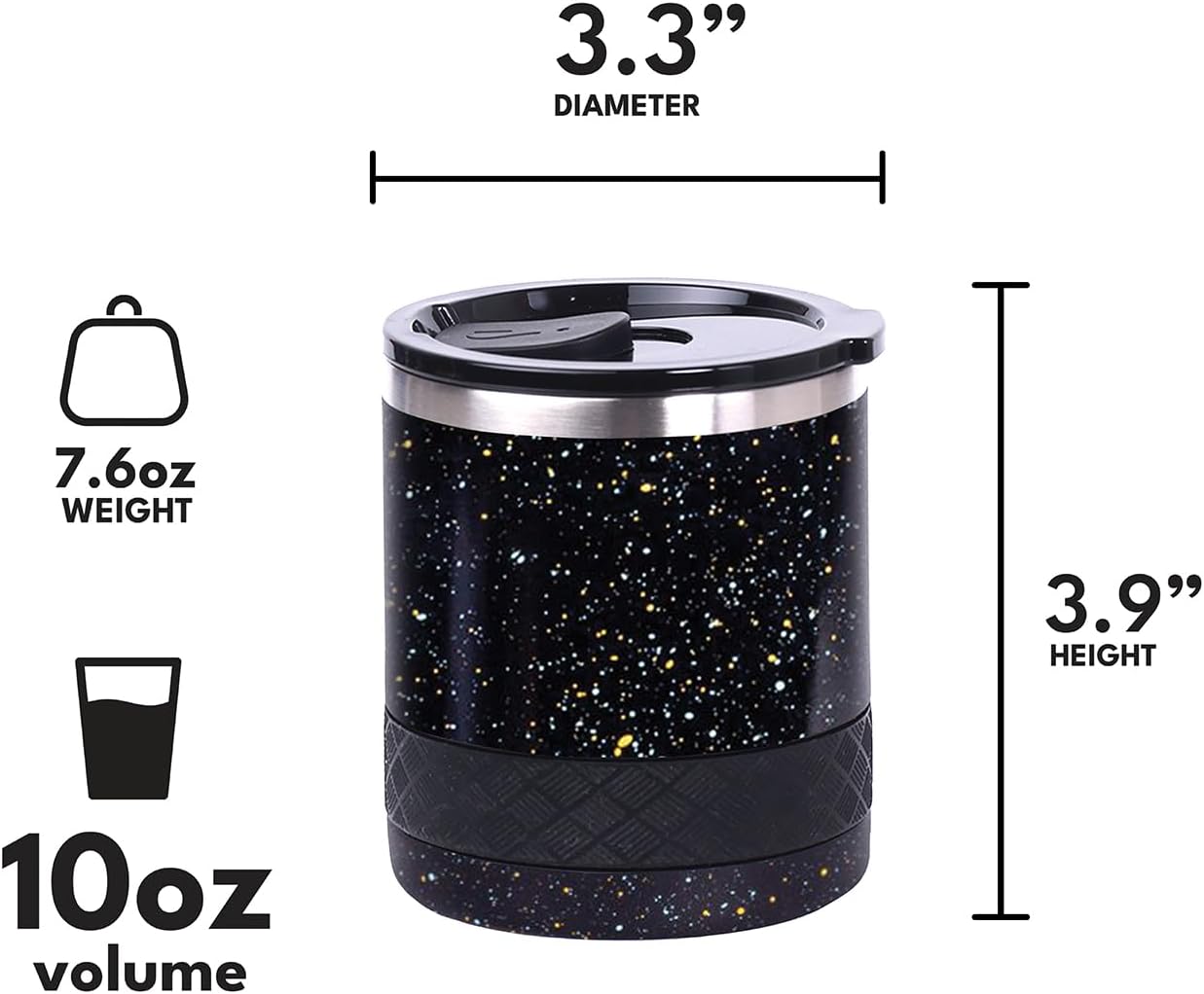 Recess Lowball Tumbler, 10oz Triple Wall Stainless Steel Cup with Non-Shattered Tritan Lid, Insulated Whiskey Glass, Insulated Coffee Tumbler Mug for Hot & Cold Drinks - Orange