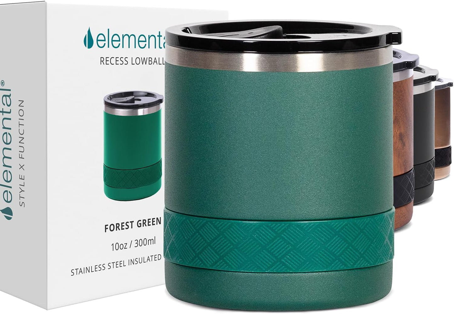 Recess Lowball Tumbler, 10oz Triple Wall Stainless Steel Cup with Non-Shattered Tritan Lid, Insulated Whiskey Glass, Insulated Coffee Tumbler Mug for Hot & Cold Drinks - Orange