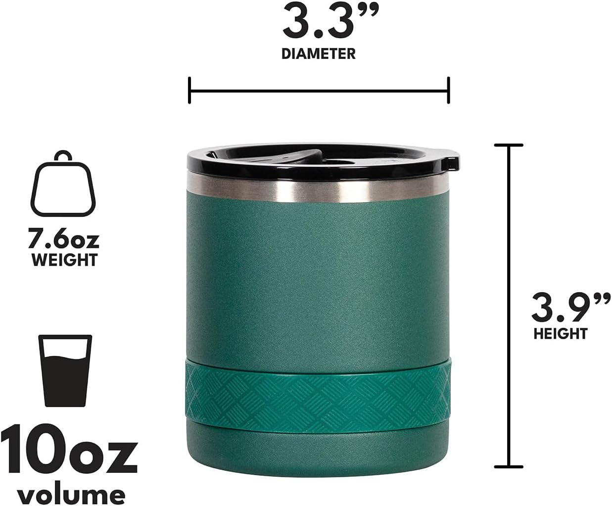Recess Lowball Tumbler, 10oz Triple Wall Stainless Steel Cup with Non-Shattered Tritan Lid, Insulated Whiskey Glass, Insulated Coffee Tumbler Mug for Hot & Cold Drinks - Orange