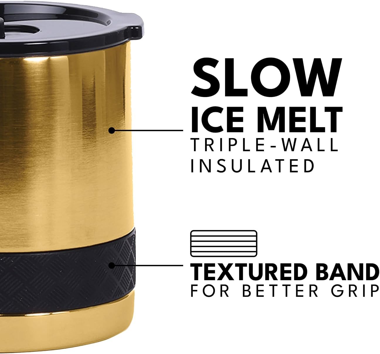 Recess Lowball Tumbler, 10oz Triple Wall Stainless Steel Cup with Non-Shattered Tritan Lid, Insulated Whiskey Glass, Insulated Coffee Tumbler Mug for Hot & Cold Drinks - Orange