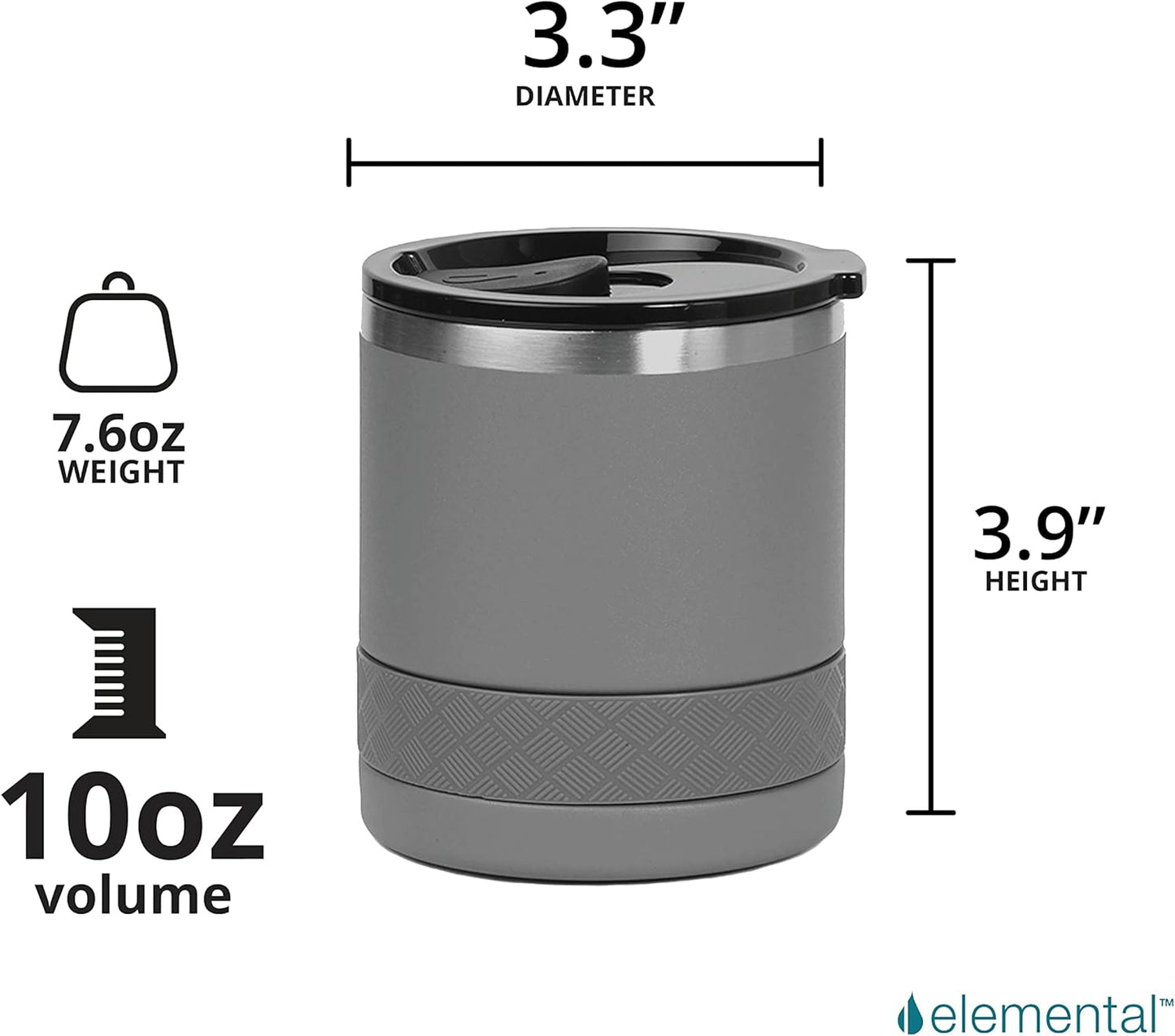 Recess Lowball Tumbler, 10oz Triple Wall Stainless Steel Cup with Non-Shattered Tritan Lid, Insulated Whiskey Glass, Insulated Coffee Tumbler Mug for Hot & Cold Drinks - Orange