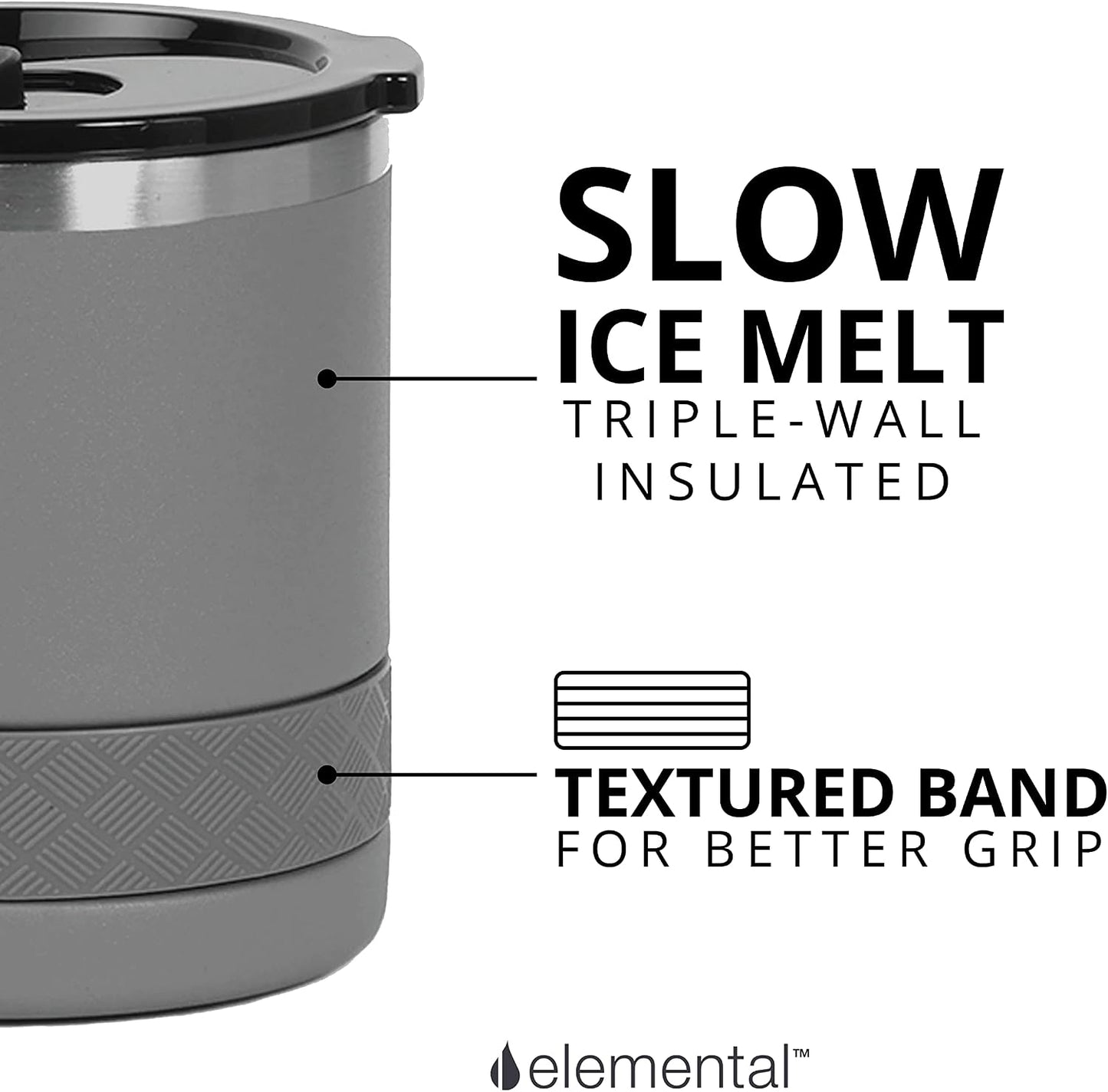 Recess Lowball Tumbler, 10oz Triple Wall Stainless Steel Cup with Non-Shattered Tritan Lid, Insulated Whiskey Glass, Insulated Coffee Tumbler Mug for Hot & Cold Drinks - Orange