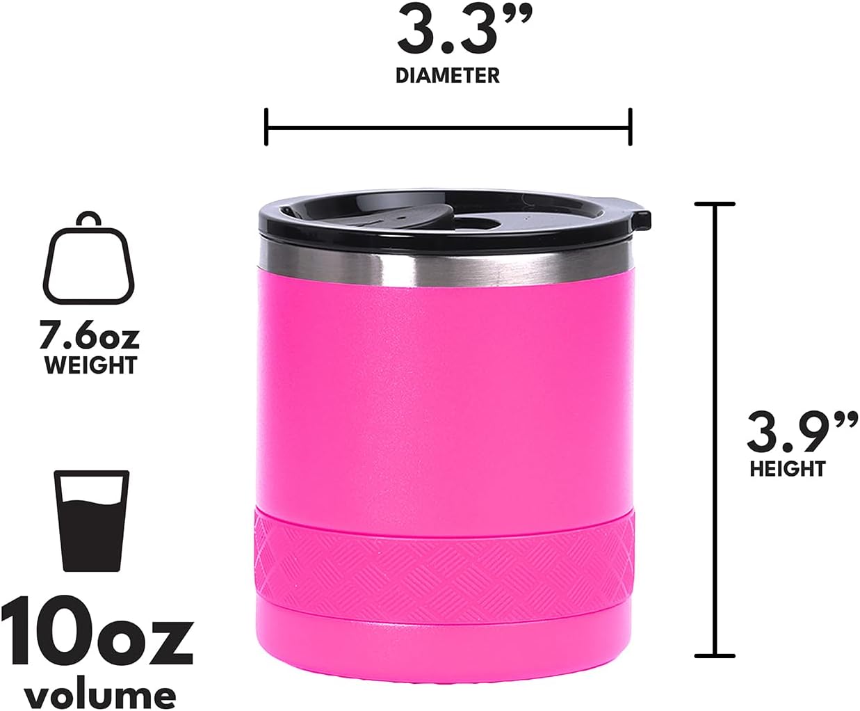 Recess Lowball Tumbler, 10oz Triple Wall Stainless Steel Cup with Non-Shattered Tritan Lid, Insulated Whiskey Glass, Insulated Coffee Tumbler Mug for Hot & Cold Drinks - Orange