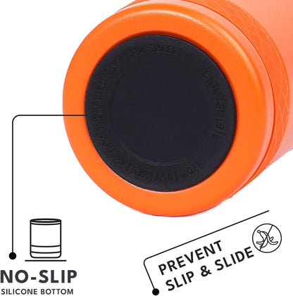 Recess Lowball Tumbler, 10oz Triple Wall Stainless Steel Cup with Non-Shattered Tritan Lid, Insulated Whiskey Glass, Insulated Coffee Tumbler Mug for Hot & Cold Drinks - Orange