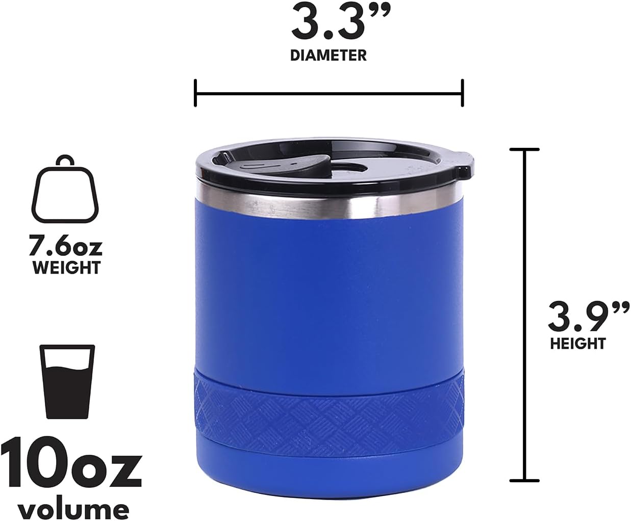 Recess Lowball Tumbler, 10oz Triple Wall Stainless Steel Cup with Non-Shattered Tritan Lid, Insulated Whiskey Glass, Insulated Coffee Tumbler Mug for Hot & Cold Drinks - Orange