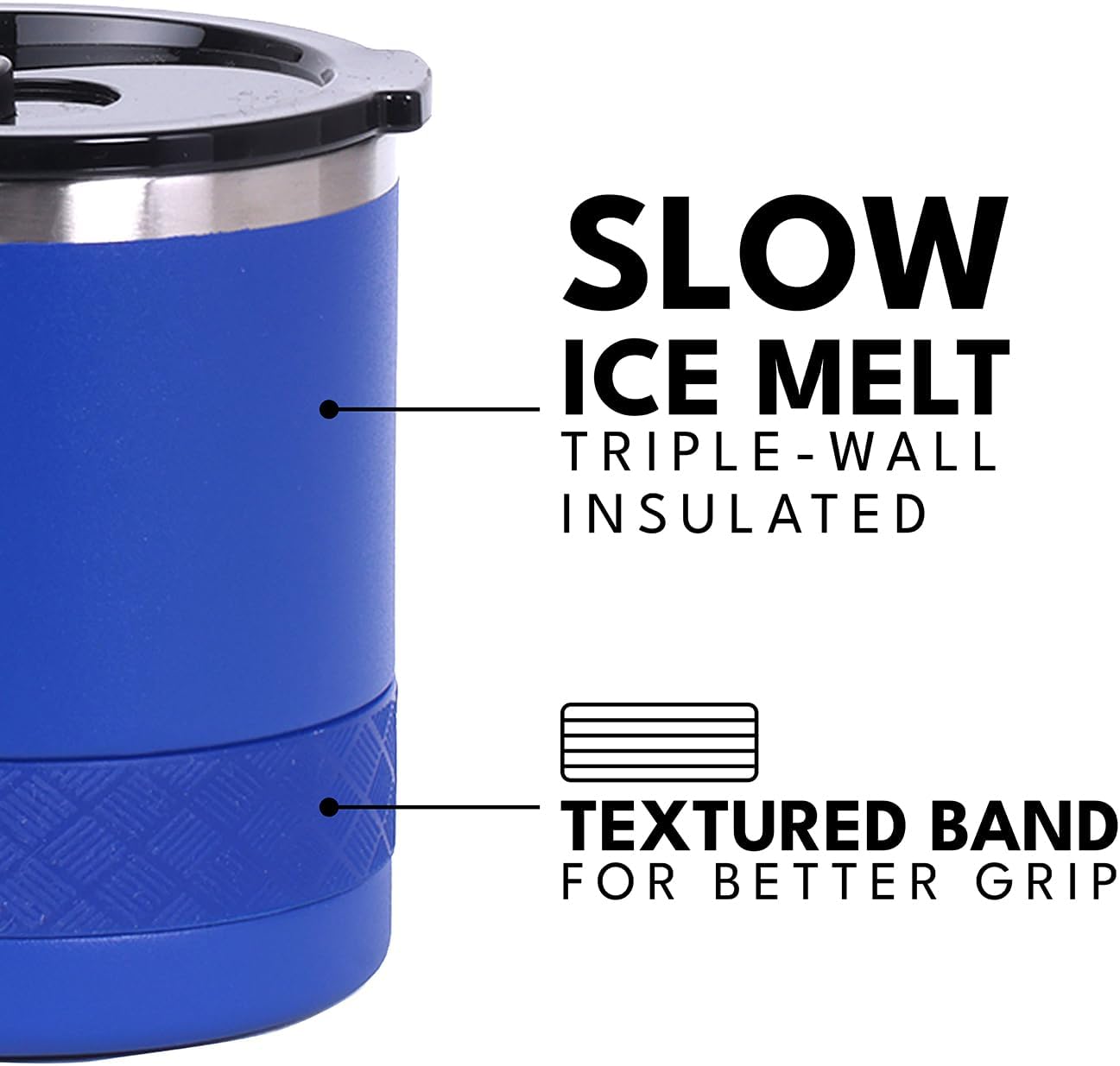 Recess Lowball Tumbler, 10oz Triple Wall Stainless Steel Cup with Non-Shattered Tritan Lid, Insulated Whiskey Glass, Insulated Coffee Tumbler Mug for Hot & Cold Drinks - Orange