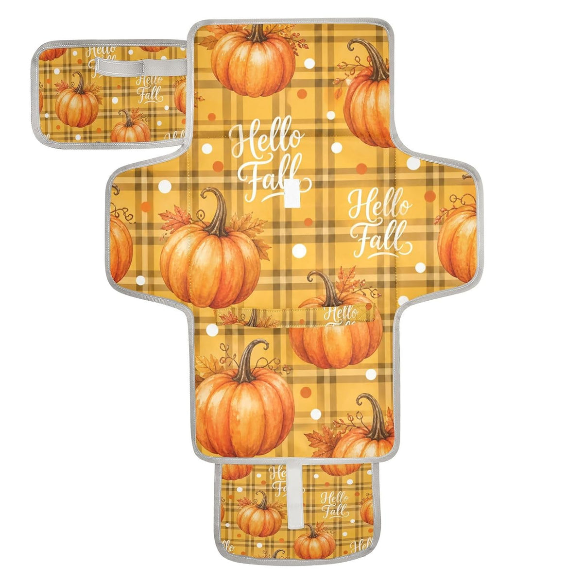Pumpkin Plaid Pattern Portable Diaper Changing Pad for Beach