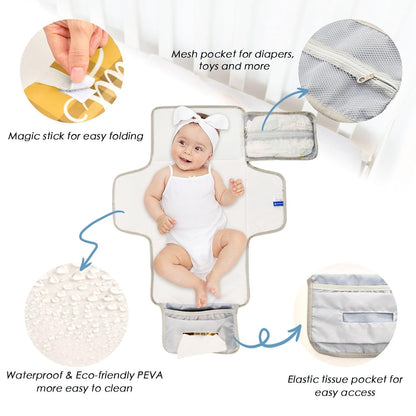 Pumpkin Plaid Pattern Portable Diaper Changing Pad for Beach