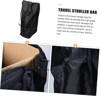 Heavy Duty Water Resistant Travel Stroller Bag with Double Shoulder Straps for Airplane Gate Check Compatible with Folding Strollers Reinforced Drawstring Closure for Secure
