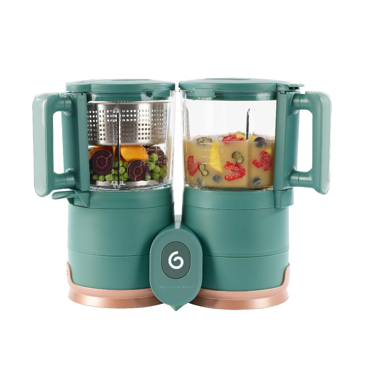 Duo Meal Glass Food Maker - Baby Food Processor with Built-in Glass Steamer, Stainless Steel Basket, and Glass Blender (Over 6 Cup Capacity)