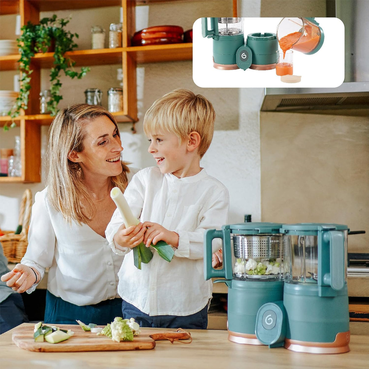 Duo Meal Glass Food Maker - Baby Food Processor with Built-in Glass Steamer, Stainless Steel Basket, and Glass Blender (Over 6 Cup Capacity)