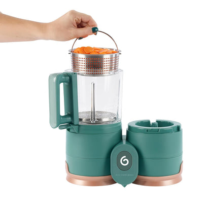 Duo Meal Glass Food Maker - Baby Food Processor with Built-in Glass Steamer, Stainless Steel Basket, and Glass Blender (Over 6 Cup Capacity)