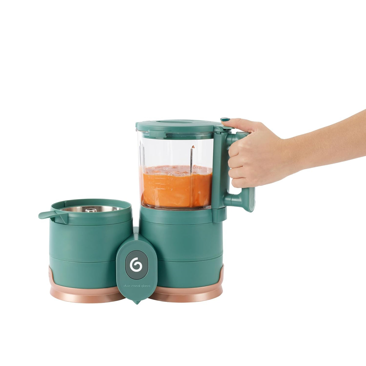Duo Meal Glass Food Maker - Baby Food Processor with Built-in Glass Steamer, Stainless Steel Basket, and Glass Blender (Over 6 Cup Capacity)