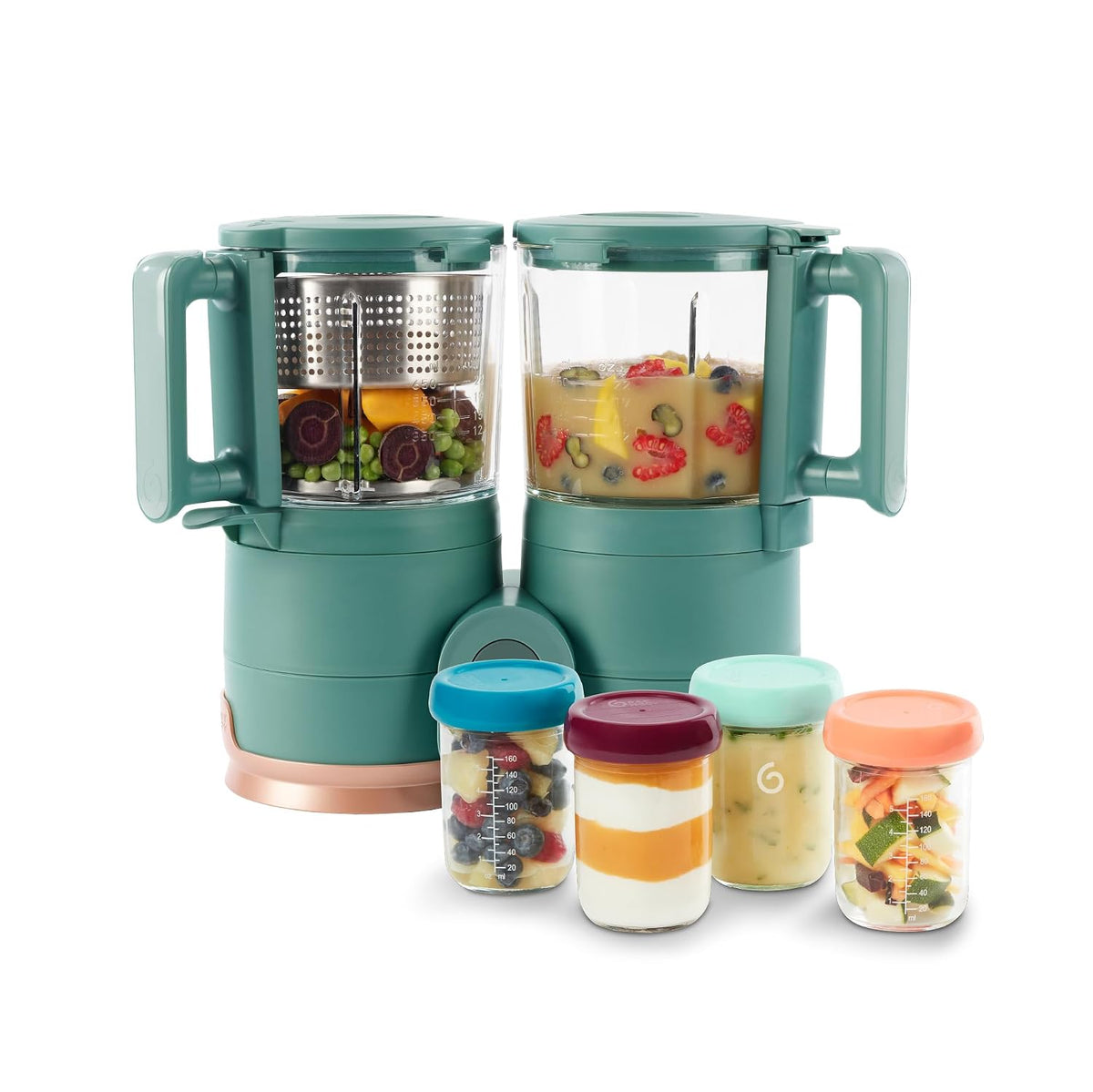 Duo Meal Glass Food Maker - Baby Food Processor with Built-in Glass Steamer, Stainless Steel Basket, and Glass Blender (Over 6 Cup Capacity)
