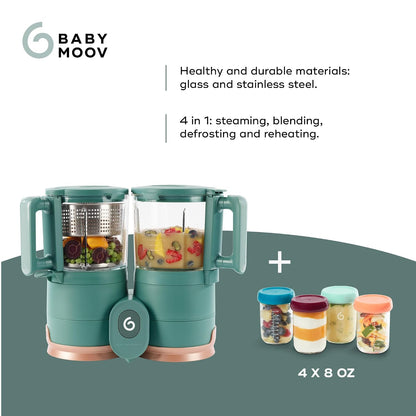 Duo Meal Glass Food Maker - Baby Food Processor with Built-in Glass Steamer, Stainless Steel Basket, and Glass Blender (Over 6 Cup Capacity)