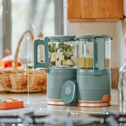 Duo Meal Glass Food Maker - Baby Food Processor with Built-in Glass Steamer, Stainless Steel Basket, and Glass Blender (Over 6 Cup Capacity)
