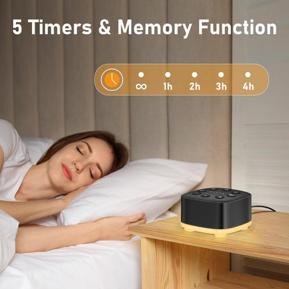 White Noise Sound Machine 30 Soothing Sounds with 32 Volume Control 12 Night Light 5 Timers Portable Sleep Machine for Travel Powered by AC or USB Sleep Therapy for Baby Kids Adults (Black)