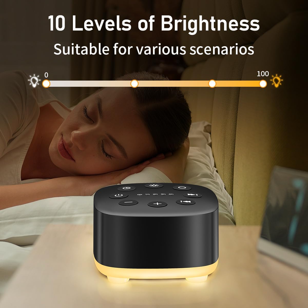 White Noise Sound Machine 30 Soothing Sounds with 32 Volume Control 12 Night Light 5 Timers Portable Sleep Machine for Travel Powered by AC or USB Sleep Therapy for Baby Kids Adults (Black)
