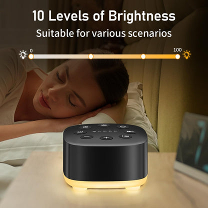 White Noise Sound Machine 30 Soothing Sounds with 32 Volume Control 12 Night Light 5 Timers Portable Sleep Machine for Travel Powered by AC or USB Sleep Therapy for Baby Kids Adults (Black)