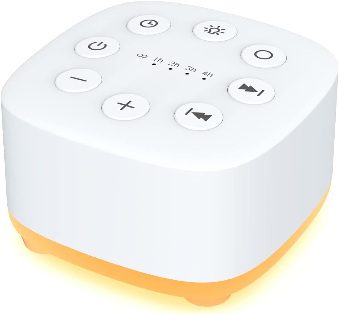 White Noise Sound Machine 30 Soothing Sounds with 32 Volume Control 12 Night Light 5 Timers Portable Sleep Machine for Travel Powered by AC or USB Sleep Therapy for Baby Kids Adults (Black)