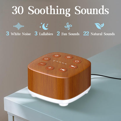 White Noise Sound Machine 30 Soothing Sounds with 32 Volume Control 12 Night Light 5 Timers Portable Sleep Machine for Travel Powered by AC or USB Sleep Therapy for Baby Kids Adults (Black)