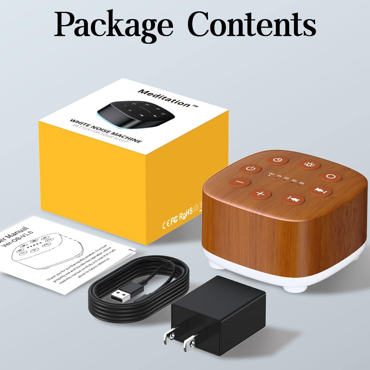 White Noise Sound Machine 30 Soothing Sounds with 32 Volume Control 12 Night Light 5 Timers Portable Sleep Machine for Travel Powered by AC or USB Sleep Therapy for Baby Kids Adults (Black)