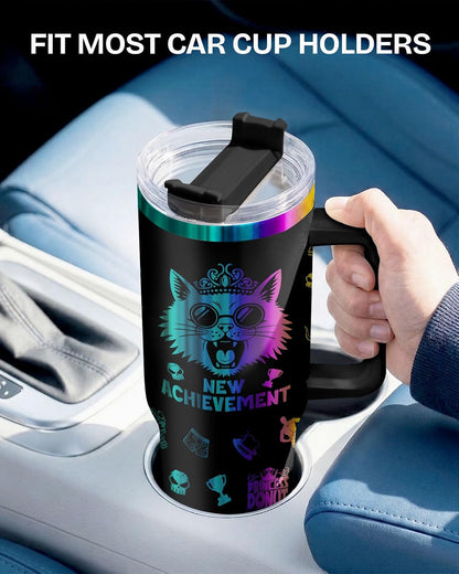 Fantasy Cat Dinosaur 40 oz Tumbler with Handle, Cat Lover Gift