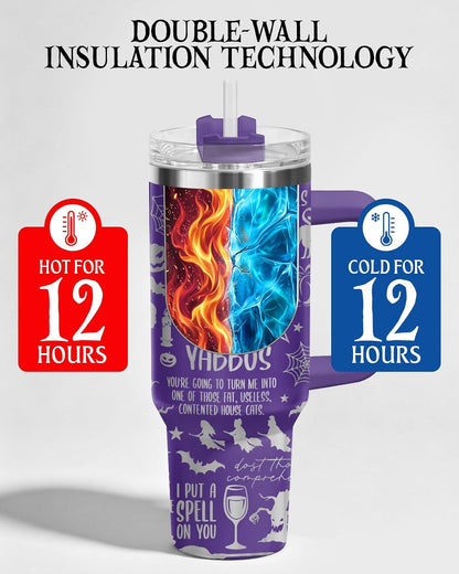 Fantasy Cat Dinosaur 40 oz Tumbler with Handle, Cat Lover Gift
