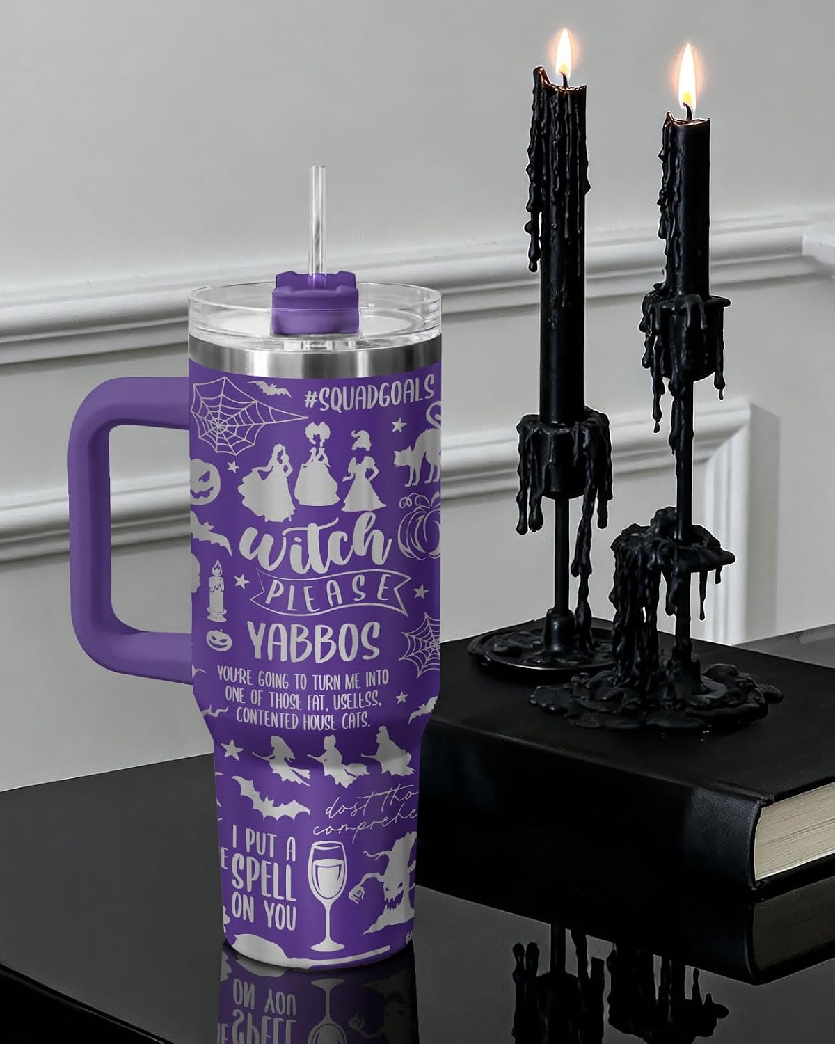 Fantasy Cat Dinosaur 40 oz Tumbler with Handle, Cat Lover Gift
