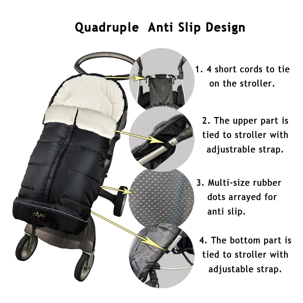 Stroller Footmuff, Insulated Stroller Blanket Evelution, Water Repellent Winter Bunting Bag for Strollers, Central Open, Height Adjustable, M6-4T