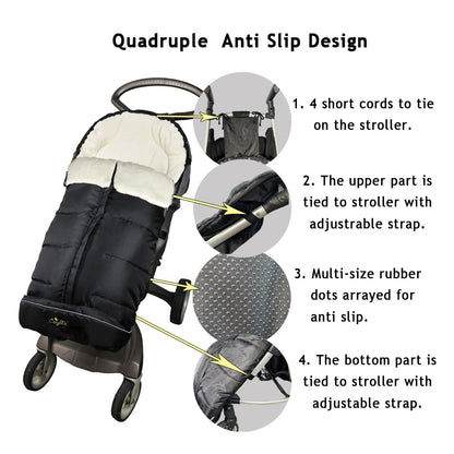 Stroller Footmuff, Insulated Stroller Blanket Evelution, Water Repellent Winter Bunting Bag for Strollers, Central Open, Height Adjustable, M6-4T