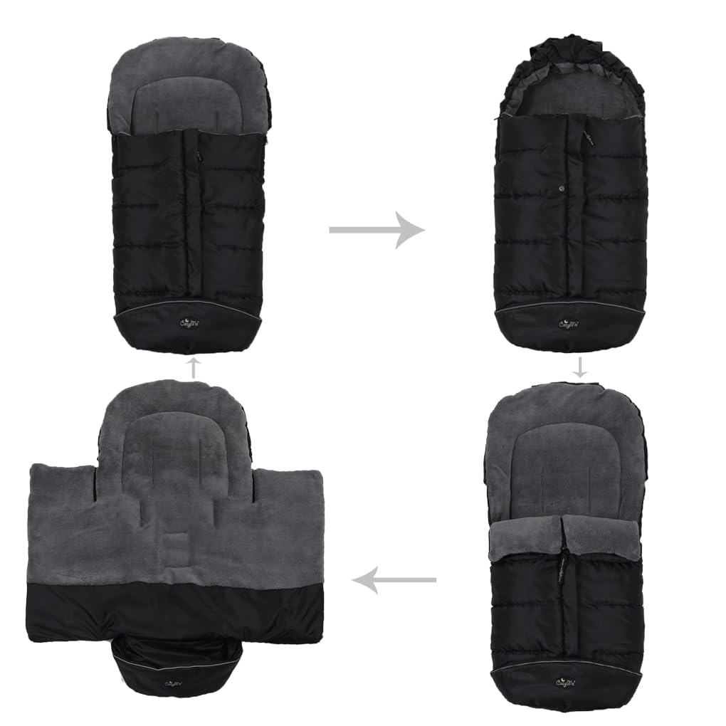 Stroller Footmuff, Insulated Stroller Blanket Evelution, Water Repellent Winter Bunting Bag for Strollers, Central Open, Height Adjustable, M6-4T