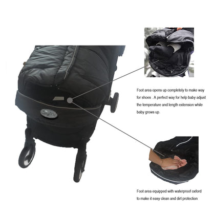 Stroller Footmuff, Insulated Stroller Blanket Evelution, Water Repellent Winter Bunting Bag for Strollers, Central Open, Height Adjustable, M6-4T