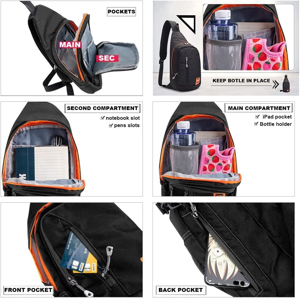 Small Sling Backpack Waterproof Unisex Shoulder Bag Chest Crossbody Daypack