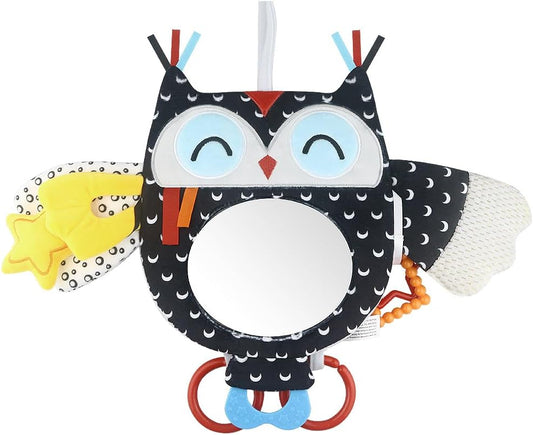 Baby Black and White Toy with in-Sight Car Mirror for Hanging car seat, Stroller, Crib, High Contrast Baby Toys for Neborn Tummy time (White&Black)