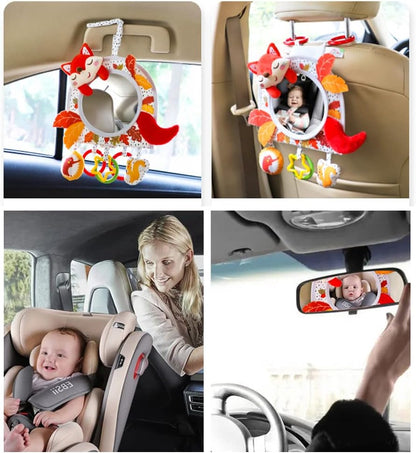 Baby Black and White Toy with in-Sight Car Mirror for Hanging car seat, Stroller, Crib, High Contrast Baby Toys for Neborn Tummy time (White&Black)