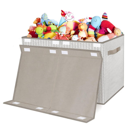 Toy Chest Box Storage Bins for Boys Girls, Kids Large Collapsible Sturdy Container Organizer with Fabric Flip-Top Lid & Handles for Clothes, Blanket, Nursery, Playroom, Bedroom 24.5x13x16 (Black)