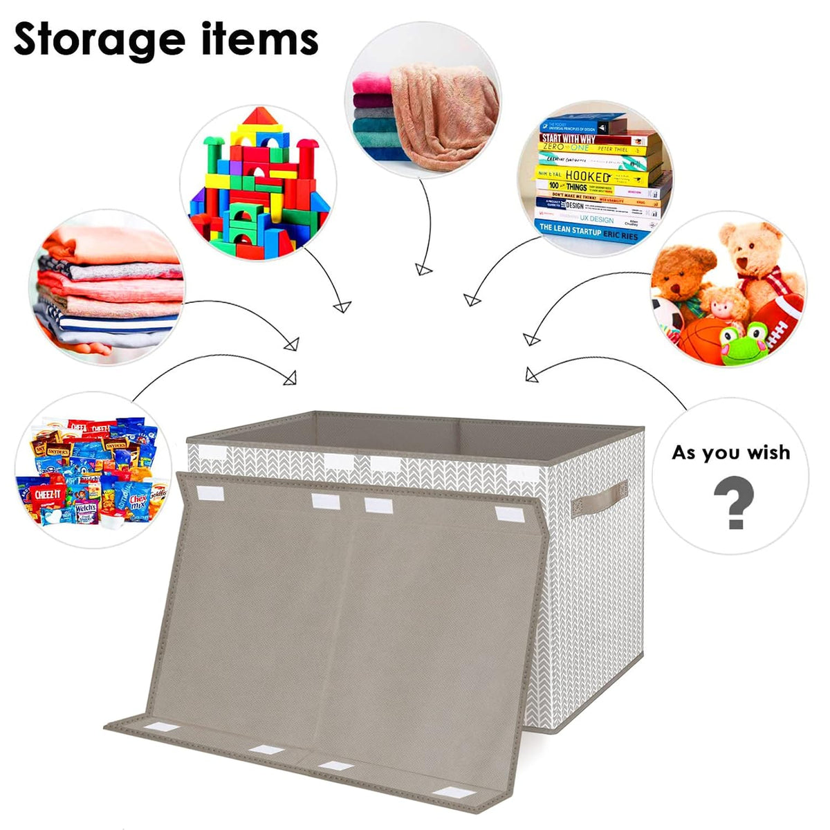 Toy Chest Box Storage Bins for Boys Girls, Kids Large Collapsible Sturdy Container Organizer with Fabric Flip-Top Lid & Handles for Clothes, Blanket, Nursery, Playroom, Bedroom 24.5x13x16 (Black)