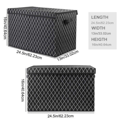 Toy Chest Box Storage Bins for Boys Girls, Kids Large Collapsible Sturdy Container Organizer with Fabric Flip-Top Lid & Handles for Clothes, Blanket, Nursery, Playroom, Bedroom 24.5x13x16 (Black)