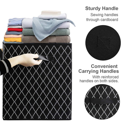 Toy Chest Box Storage Bins for Boys Girls, Kids Large Collapsible Sturdy Container Organizer with Fabric Flip-Top Lid & Handles for Clothes, Blanket, Nursery, Playroom, Bedroom 24.5x13x16 (Black)