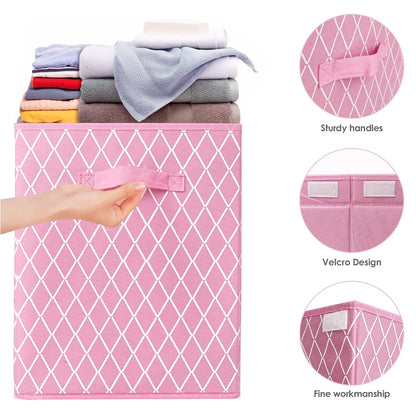 Toy Chest Box Storage Bins for Boys Girls, Kids Large Collapsible Sturdy Container Organizer with Fabric Flip-Top Lid & Handles for Clothes, Blanket, Nursery, Playroom, Bedroom 24.5x13x16 (Black)