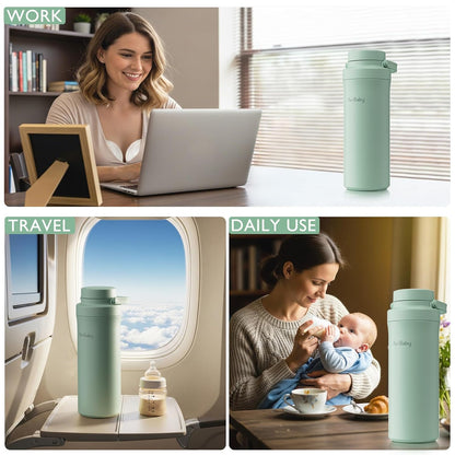 22oz Portable Breast Milk Cooler, Game-changer with 360° Total Cooling Gel Ice Pack for 30 Hours, Baby Travel Breastfeeding Essential Chiller with 2pcs Bottles for Breastmilk Storage (Green)