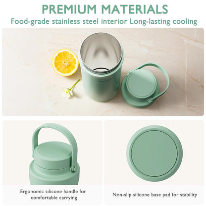 22oz Portable Breast Milk Cooler, Game-changer with 360° Total Cooling Gel Ice Pack for 30 Hours, Baby Travel Breastfeeding Essential Chiller with 2pcs Bottles for Breastmilk Storage (Green)