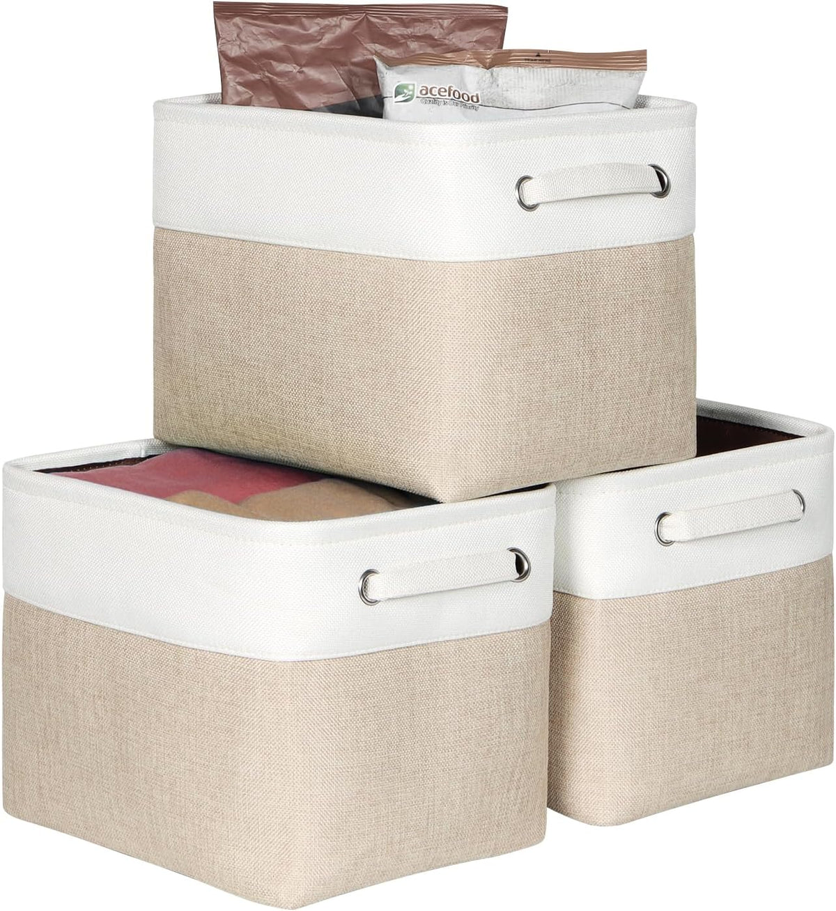 Fabric Storage Bins for Shelves, Rectangle Storage Basket, 3 Pack