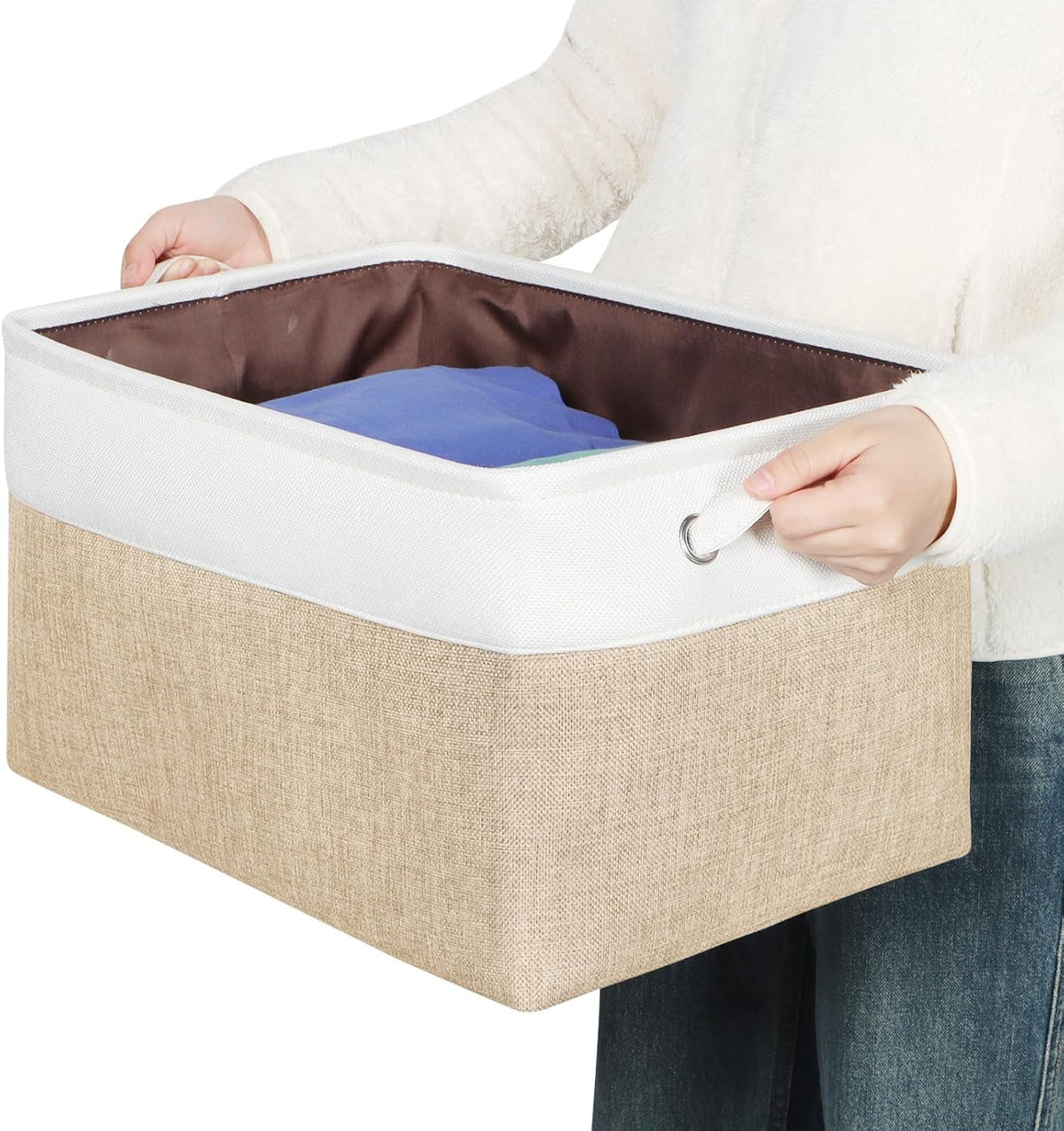 Fabric Storage Bins for Shelves, Rectangle Storage Basket, 3 Pack